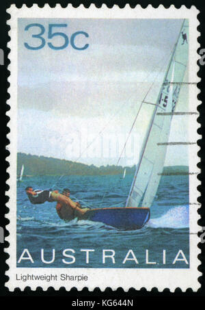 AUSTRALIA - CIRCA 1981: A Stamp printed in Australia shows the Lightweight Sharpie, Yacht series, circa 1981 Stock Photo