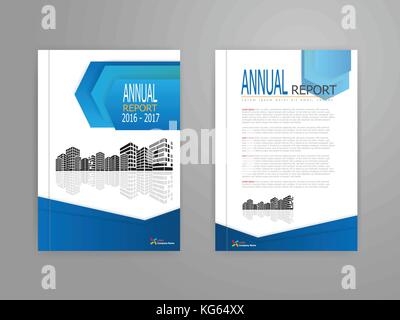 illustration of blue cover annual report brochure flyer template in A4 Scale, magazine, book, for advertise, portforio Stock Vector