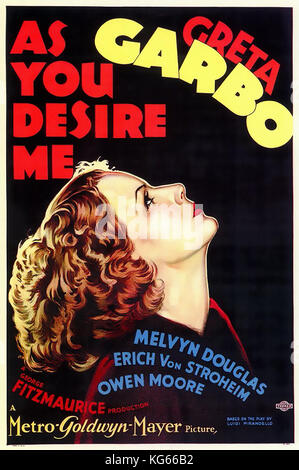 AS YOU DESIRE ME 1932 MGM film with Greta Garbo Stock Photo