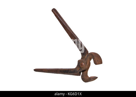 Old cutting pliers isolated on a white background Stock Photo