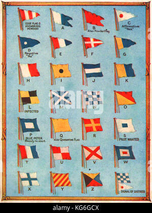 1919 International Naval  Signal Flags and Pennants used by British forces during WWI Stock Photo