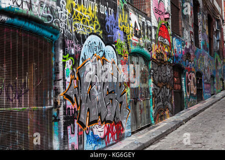 Graffiti on the iconic hosier lane in Melbourne, Australia Stock Photo
