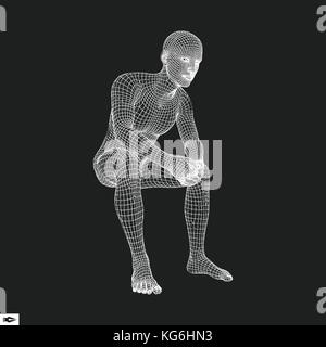 3D Model of Man. Polygonal Design. Geometric Design. Business, Science and Technology Vector Illustration. 3d Polygonal Covering Skin. Stock Vector