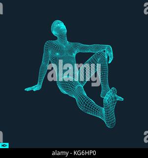 3D Model of Man. Polygonal Design. Geometric Design. Business, Science and Technology Vector Illustration. 3d Polygonal Covering Skin. Human Polygon B Stock Vector