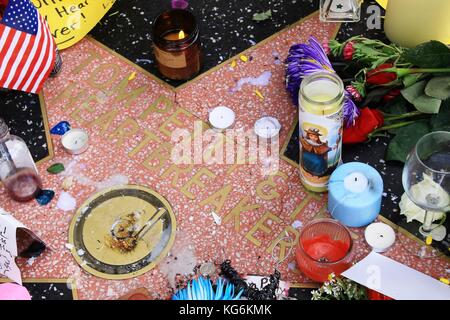 Tributes are laid by fans on musician Tom Petty's star on The Hollywood Walk of Fame, following his death at the age of 66.  Featuring: Tom Petty star Where: Hollywood, California, United States When: 03 Oct 2017 Credit: WENN.com Stock Photo