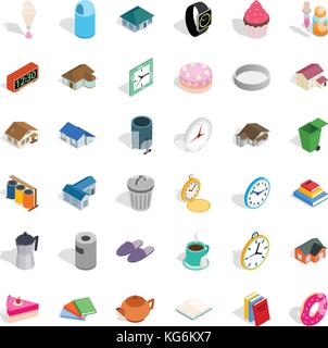 Teapot icons set, isometric style Stock Vector
