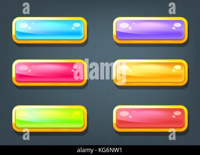 User interface colorful buttons set. Colorful glossy buttons set