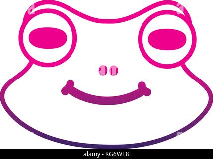 line cute frog head wild animal vector illustration Stock Vector