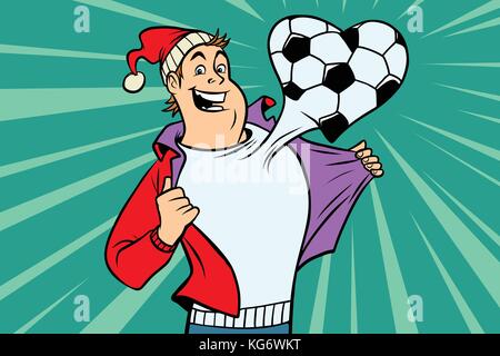 Sports fan loves football. Comic book cartoon pop art illustration retro vector Stock Vector