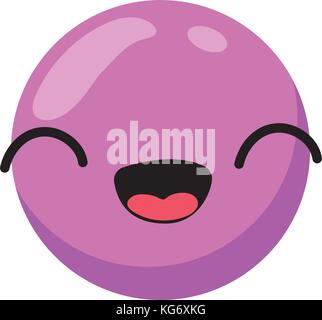 Purple cartoon face emoticon caricature and character theme Isolated ...