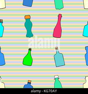 Decorative abstract delicate seamless pattern with bottles. Stock Vector