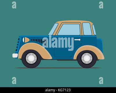 Vintage  car. Isolated on green. Vector illustration image Stock Vector