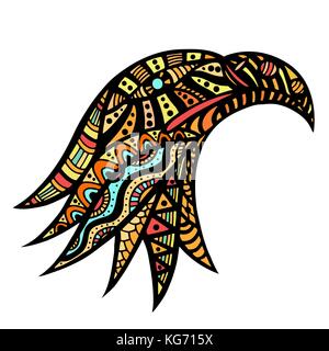 Zentangle stylized head of eagle. Hand Drawn doodle vector illustration isolated on white background. Sketch for tattoo or indian makhenda design. Can Stock Vector