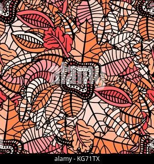 Autumn seamless pattern with colorful leafs. Vector illustration Stock Vector