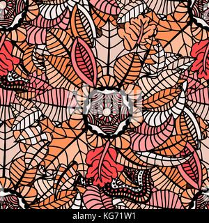Autumn seamless pattern with colorful leafs. Vector illustration Stock Vector