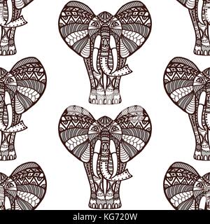 Seamless pattern background with elephants. Vector illustration Stock Vector