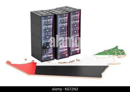 Data Center server racks in UAE concept,  3D rendering Stock Photo