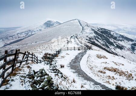 Hollins Cross, Back Tor and Lose Hill in winter. Viewed from Mam Tor, Peak District, UK Stock Photo