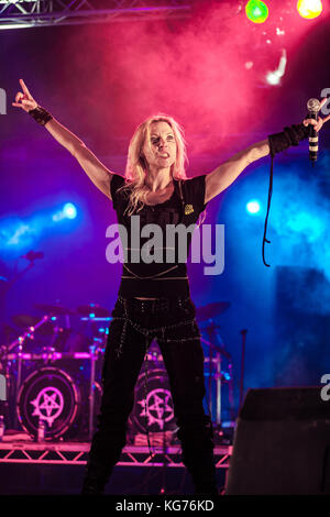 Angela Gossow of Arch Enemy live at Bloodstock, 2007. Stock Photo