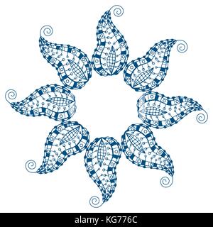 Blue abstract ornament, isolated on white background. Vector illustration. Stock Vector