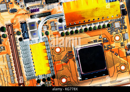 computers circuitboard , microchips and electronic components Stock Photo
