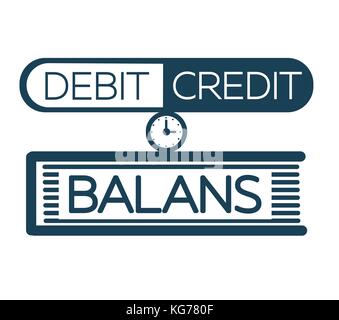 concept of calculation debit and credit,  balance sheet, accounting in the form of balance scales as a folder. Icon, silhouette in the linear style Stock Vector