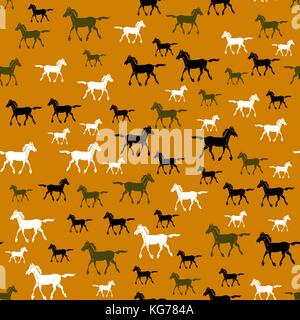Colored Running Horse Seamless Pattern Stock Vector