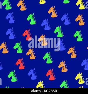 Colored Horse Head Seamless Pattern Stock Vector
