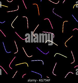 Colored Plastic Straw for Drink Seamless Pattern Stock Vector