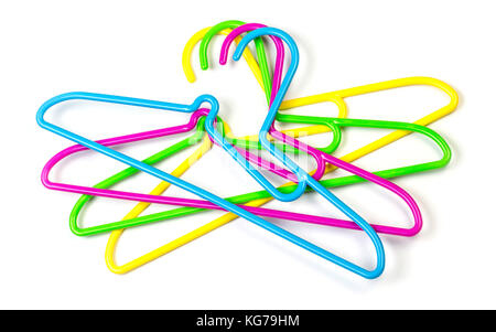 colorful clothes hanger isolated on white Stock Photo
