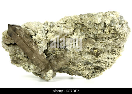 smoky quartz from Mont Blanc/ France isolated on white background Stock Photo