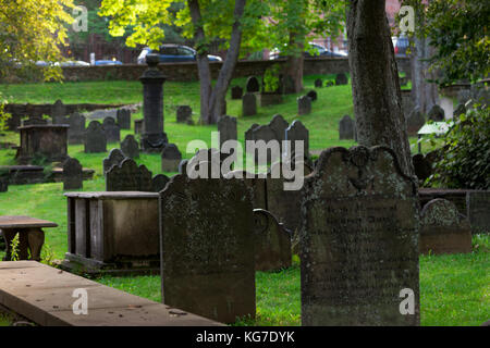 Halifax, Canada - August 29, 2017: The Old Burying Ground opened in 1749 is a National Historic Site of Canada and listed in the Nova Scotia Heritage  Stock Photo