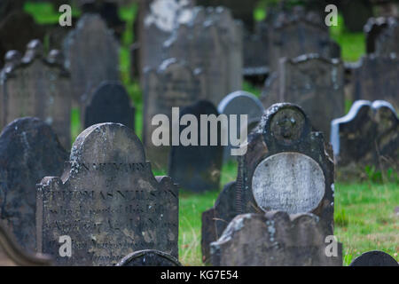 Halifax, Canada - August 29, 2017: The Old Burying Ground opened in 1749 is a National Historic Site of Canada and listed in the Nova Scotia Heritage  Stock Photo