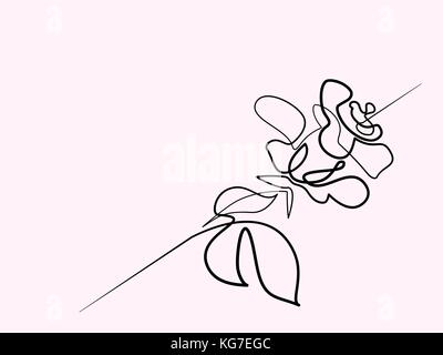 Continuous one line drawing. Beautiful rose flower logo. Vector illustration. Concept for logo, card, banner, poster, flyer Stock Vector