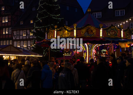 Welterbestadt Quedlinburg Adventsstadt Weihnachtsmarkt Stock Photo