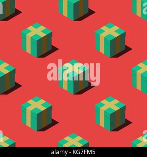 Isometric gift boxes seamless pattern on pale orange background. Clipping mask used. Stock Vector