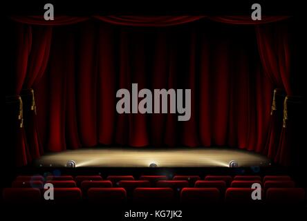 Theatre Stage with Theater Curtains Stock Vector