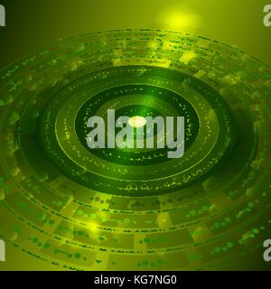 Techno background with metal gears in green color Stock Vector