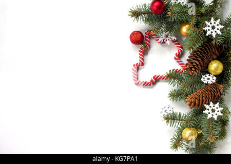 Christmas background gingerbread, stars, Christmas tree and decorations isolated on white background. Stock Photo