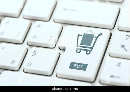 Buy now concepts, with message on computer keyboard Stock Photo
