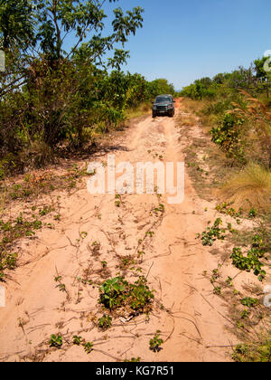 Sandy road crossing the remote Jalapão National Park, Tocantins estate, Brazil Stock Photo