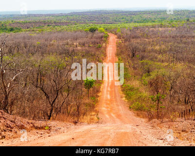 Sandy road crossing the remote Jalapão National Park, Tocantins estate, Brazil Stock Photo