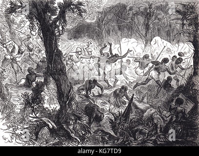 The Fight at Abracrampa, Third Anglo-Ashanti War, First Ashanti Expedition, 1873-1874 Stock Photo