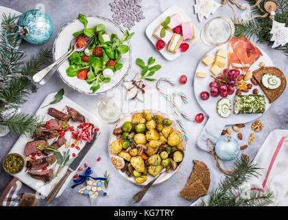 Christmas themed dinner table