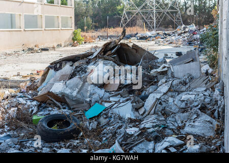 Abandoned industrial building in Larnaca, Cyprus Stock Photo