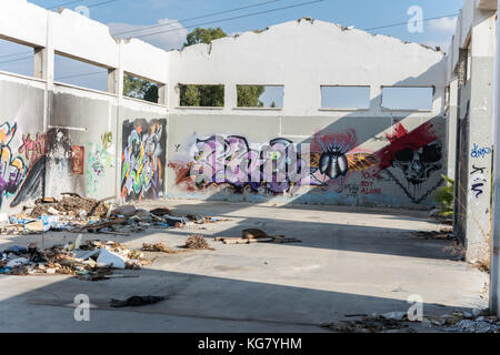 Abandoned industrial building in Larnaca, Cyprus Stock Photo