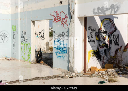 Abandoned industrial building in Larnaca, Cyprus Stock Photo