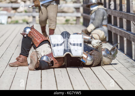 Place: Cesis, date: 09.06.2014, Medieval festival at Livonian castle. This is medieval festival in Latvia. Meany peoples come to this festival and fig Stock Photo