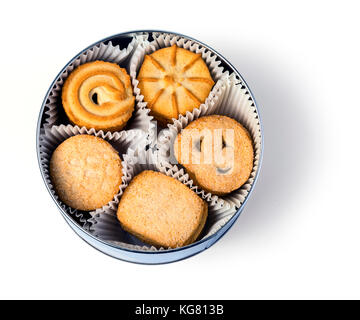 Cookies in box isolated on white background  with clipping path Stock Photo