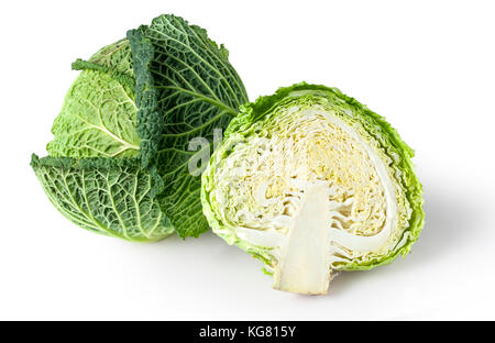 Savoy cabbage isolated on white background with clipping path Stock Photo